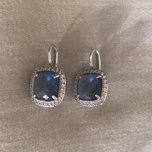 Blue crystal (or cut glass?) earrings